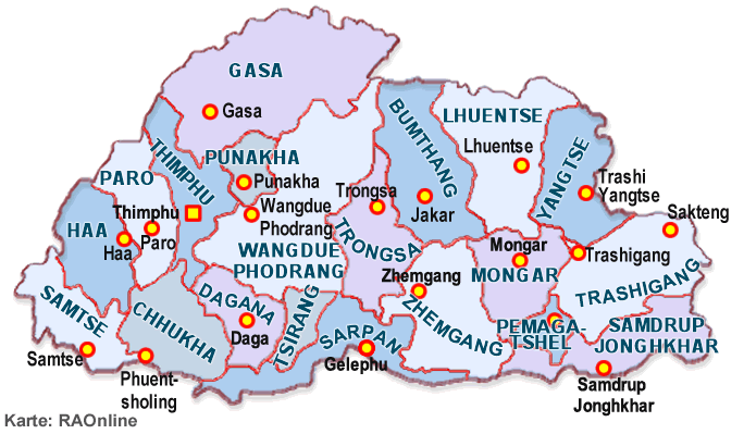 Raonline Bhutan Visitor Information Maps