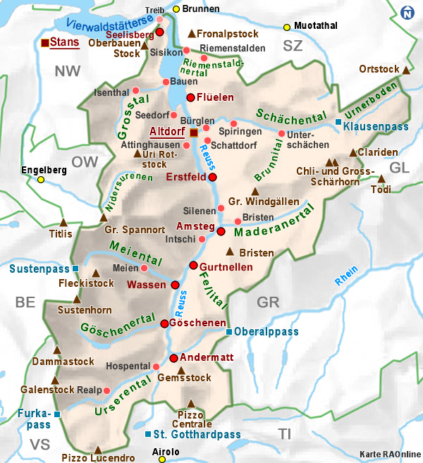 RAOnline Schweiz: Wandern - Wanderungen im Kanton Uri