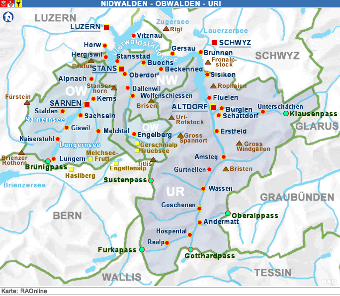RAOnline EDU Geografie: Karten - Europa - Regionen in der Schweiz