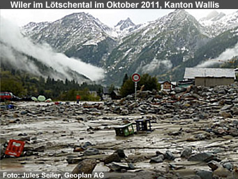 Im Jahr 2006 richteten Überschwemmungen, Murgänge, Rutschungen und Felsbewegungen in der Schweiz insgesamt rund 75 Millionen Franken Schäden an. Verglichen mit der durchschnittlichen Schadensumme der Jahre 1972 bis 2005, die teuerungsbereinigt etwa 350 