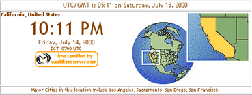 California Time GMT -7 UTC